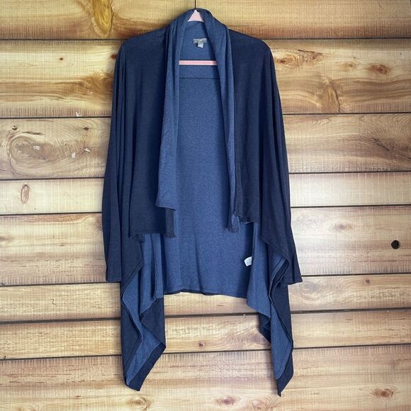 J Jill Linen Blend Knit Cardigan Sweater‎ Womens Medium Open Long Sleeve Blue - Picture 1 of 6